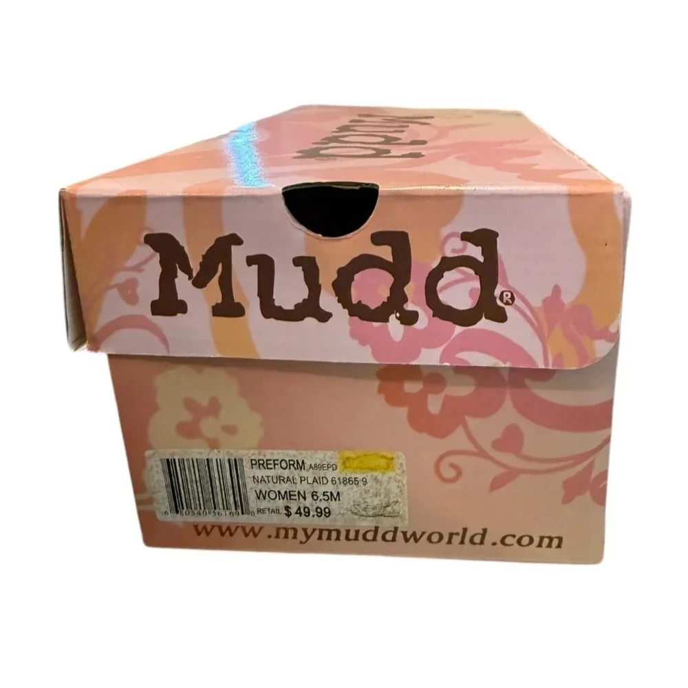 Mudd Women's Preform Plaid Flat Natural Size 6.5 NIB